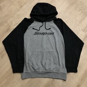 Snap-on Tools Hoodie Gray Black Men's Medium M Workwear Sweatshirt American Flag